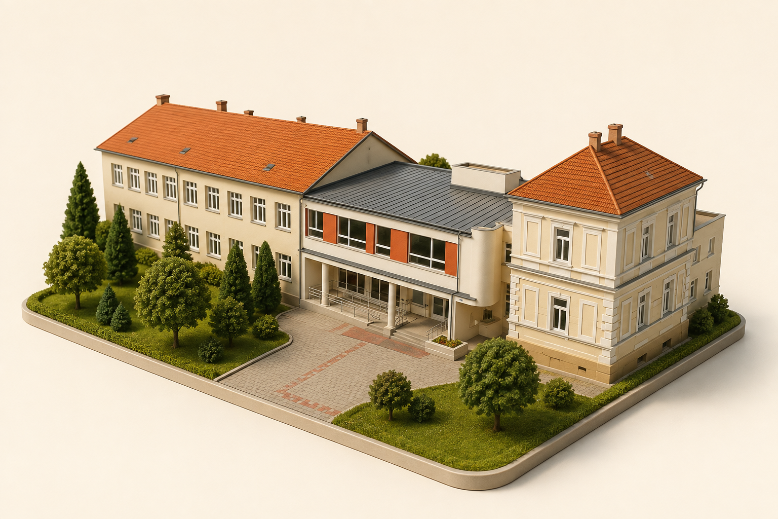 A Hatosiskola fotói alapján készült épületillusztráció